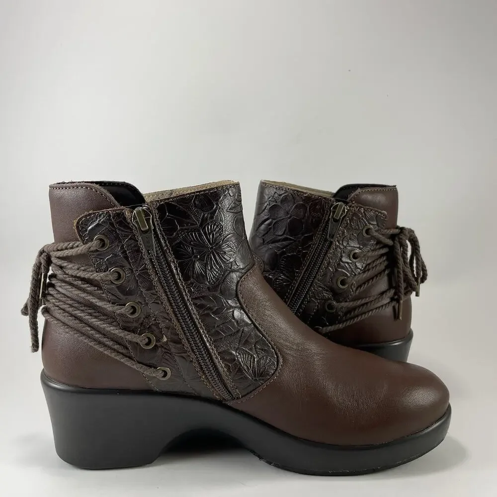 Alegria Stevee Boots Womens Size 38, US Size 8-8.5 Brown Embossed Floral STE-796 - Picture 4 of 13